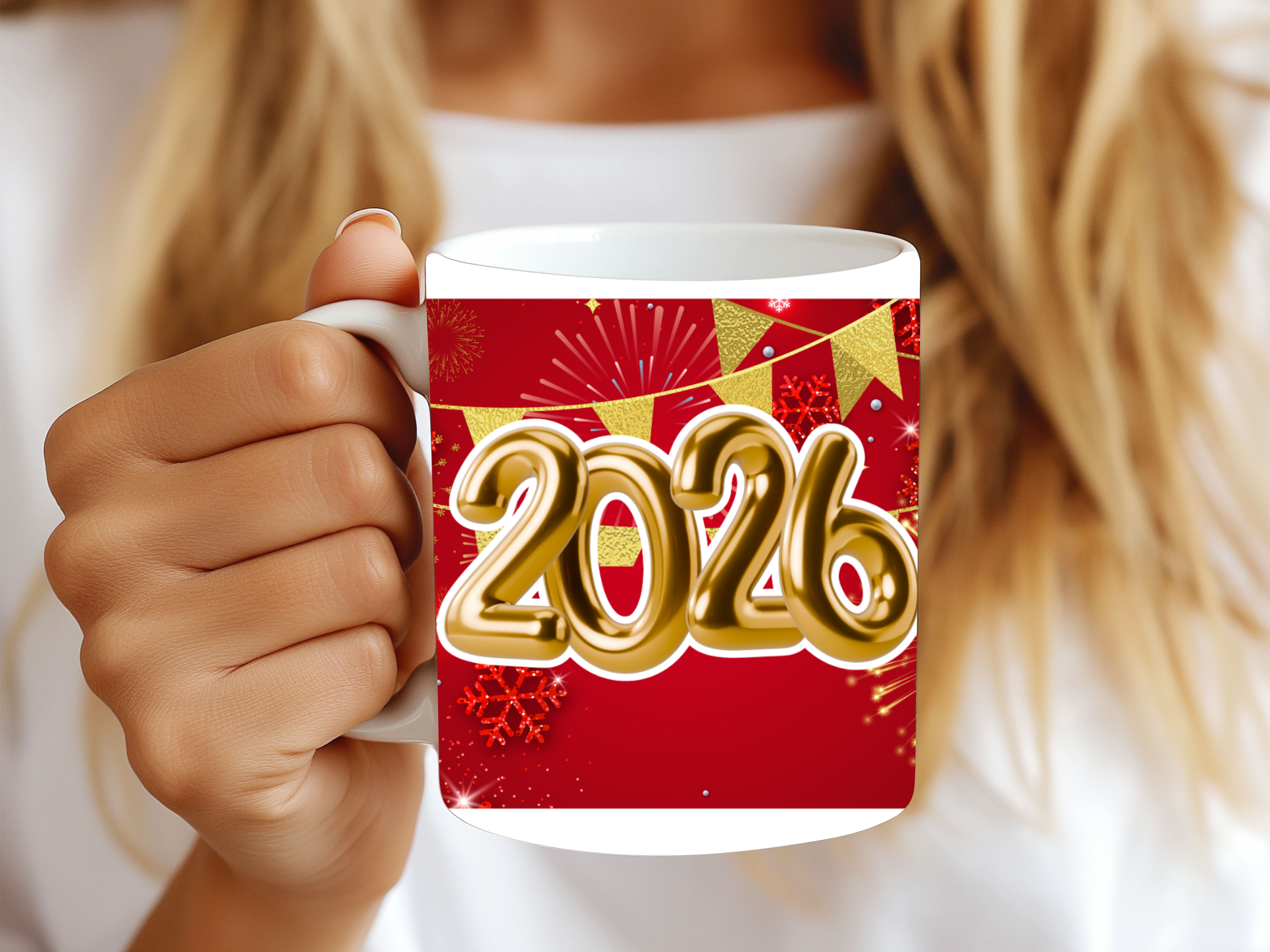 New Year 2026 Celebration Mug – Festive Gold & Red Holiday mug