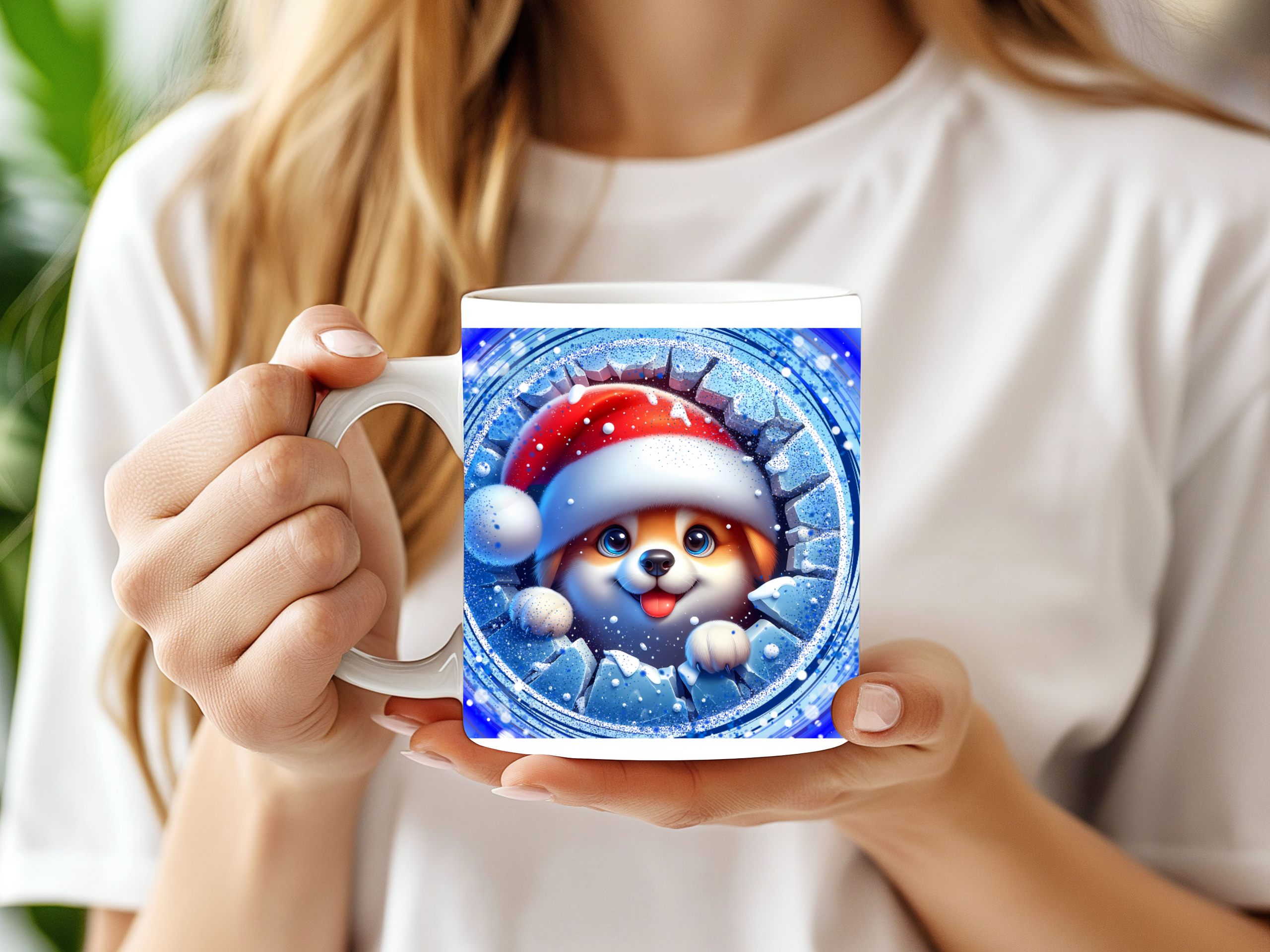Christmas Puppy Mug – Cute Dog in Santa Hat Winter mug