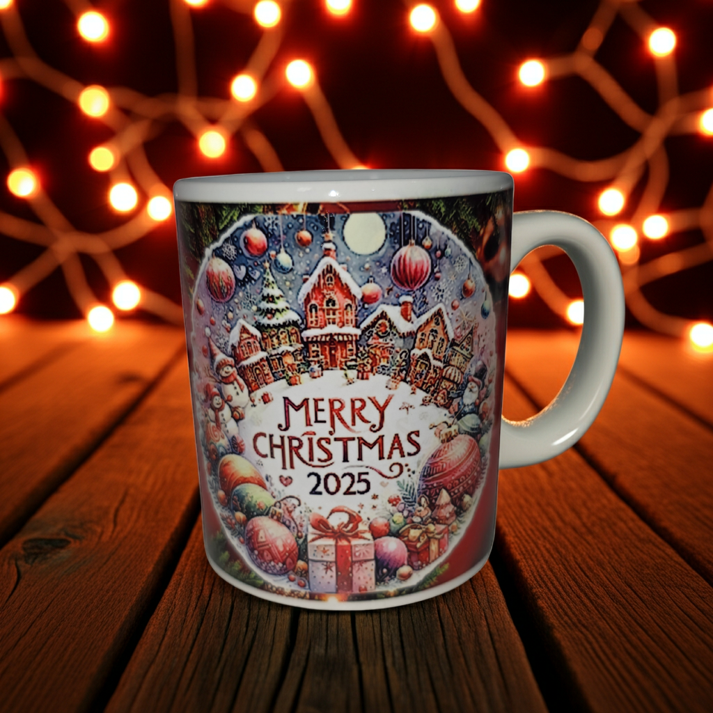 Gingerbread Village Christmas Mug – Merry Christmas 2025 Holiday Cup